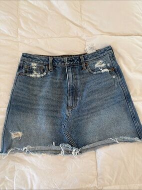 Abercrombie & Fitch Light Blue Distressed Denim Mini Skirt